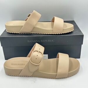 Banana Republic 2 Strap Buckle Sandals Flat Beige Women's Size 10 NIB